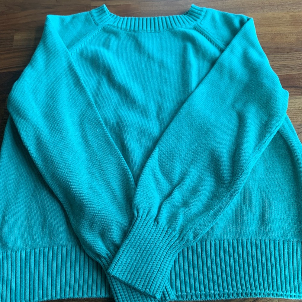 100% Cotton Lands End Drifter Women's Teal Sweater